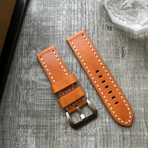 Orange leder uhrenarmband - orange,